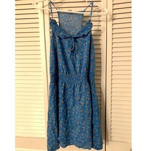 Floral Sundress Summer Midi Dress Size Large Blue